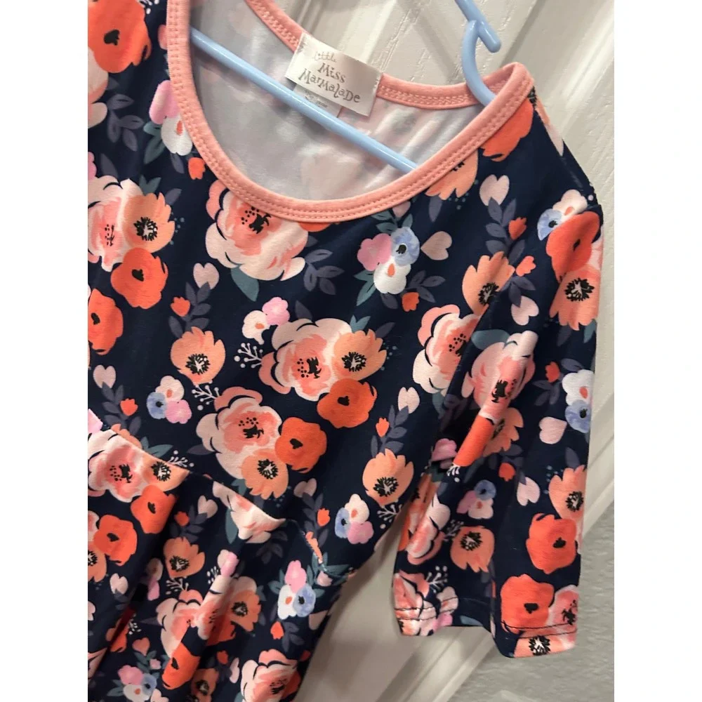 Little Miss Marmalade Girls Floral Empire Waist Dress Navy Pink Size 140‎ 8/10
